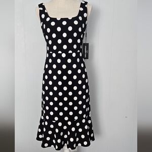 (NWT) Karl Lagerfeld Black and White Polka Dot Midi Dress